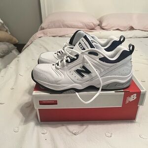 New Balance Men's White and Dark Blue Sneakers